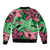 Plumeria Polynesian Pattern Bomber Jacket Unique Fantasy Green Pink