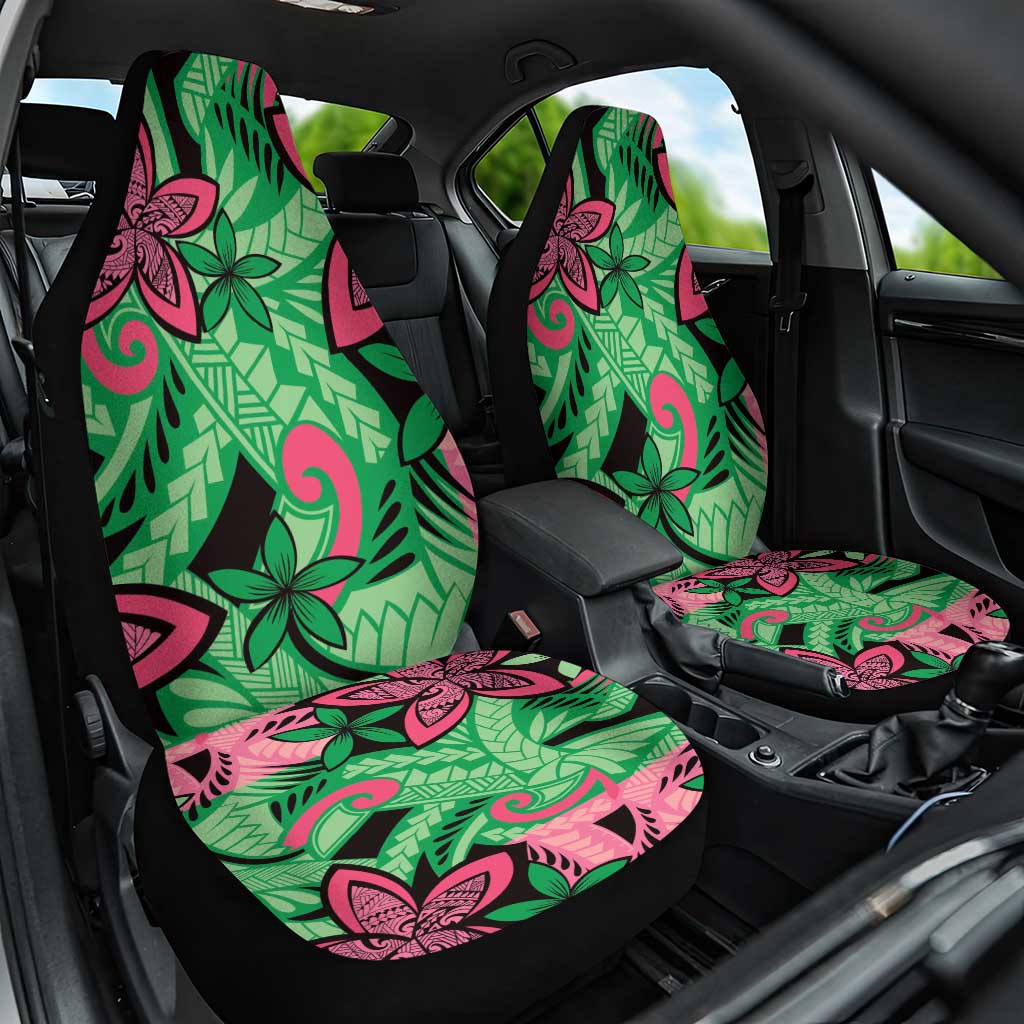 Plumeria Polynesian Pattern Car Seat Cover Unique Fantasy Green Pink