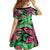 Plumeria Polynesian Pattern Family Matching Long Sleeve Bodycon Dress and Hawaiian Shirt Unique Fantasy Green Pink