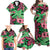 Plumeria Polynesian Pattern Family Matching Off Shoulder Maxi Dress and Hawaiian Shirt Unique Fantasy Green Pink