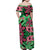 Plumeria Polynesian Pattern Family Matching Off Shoulder Maxi Dress and Hawaiian Shirt Unique Fantasy Green Pink