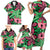 Plumeria Polynesian Pattern Family Matching Short Sleeve Bodycon Dress and Hawaiian Shirt Unique Fantasy Green Pink
