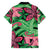 Plumeria Polynesian Pattern Family Matching Short Sleeve Bodycon Dress and Hawaiian Shirt Unique Fantasy Green Pink