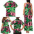 Plumeria Polynesian Pattern Family Matching Tank Maxi Dress and Hawaiian Shirt Unique Fantasy Green Pink