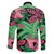 Plumeria Polynesian Pattern Family Matching Tank Maxi Dress and Hawaiian Shirt Unique Fantasy Green Pink