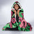 Plumeria Polynesian Pattern Hooded Blanket Unique Fantasy Green Pink