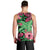 Plumeria Polynesian Pattern Men Tank Top Unique Fantasy Green Pink
