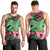 Plumeria Polynesian Pattern Men Tank Top Unique Fantasy Green Pink
