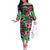 Plumeria Polynesian Pattern Off The Shoulder Long Sleeve Dress Unique Fantasy Green Pink