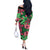 Plumeria Polynesian Pattern Off The Shoulder Long Sleeve Dress Unique Fantasy Green Pink