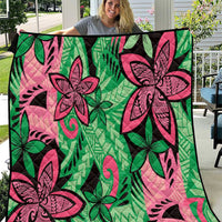 Plumeria Polynesian Pattern Quilt Unique Fantasy Green Pink