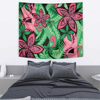 Plumeria Polynesian Pattern Tapestry Unique Fantasy Green Pink