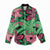 Plumeria Polynesian Pattern Women Casual Shirt Unique Fantasy Green Pink