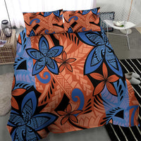 Plumeria Polynesian Pattern Bedding Set Unique Fantasy Orange Blue