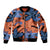 Plumeria Polynesian Pattern Bomber Jacket Unique Fantasy Orange Blue