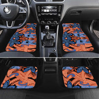 Plumeria Polynesian Pattern Car Mats Unique Fantasy Orange Blue