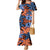 Plumeria Polynesian Pattern Family Matching Mermaid Dress and Hawaiian Shirt Unique Fantasy Orange Blue