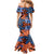 Plumeria Polynesian Pattern Family Matching Mermaid Dress and Hawaiian Shirt Unique Fantasy Orange Blue