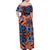 Plumeria Polynesian Pattern Family Matching Off Shoulder Maxi Dress and Hawaiian Shirt Unique Fantasy Orange Blue