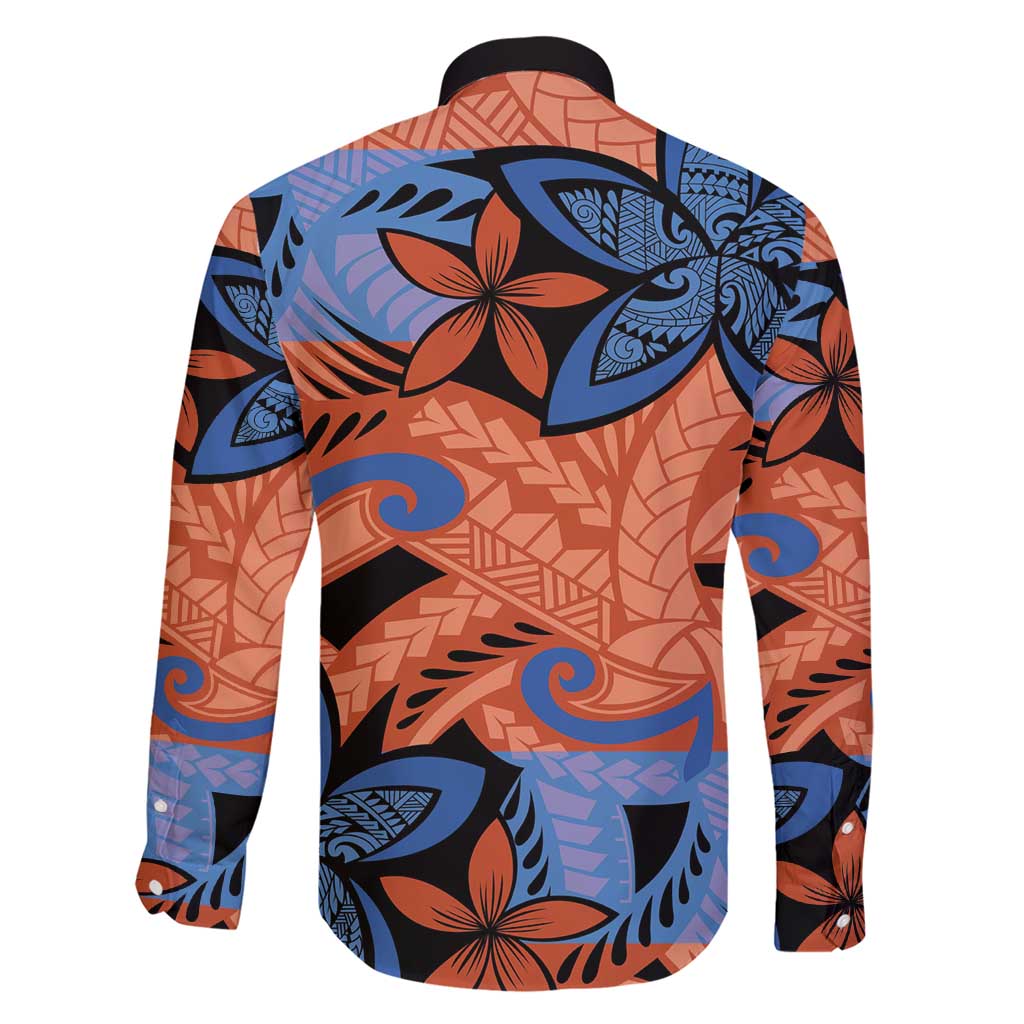 Plumeria Polynesian Pattern Family Matching Short Sleeve Bodycon Dress and Hawaiian Shirt Unique Fantasy Orange Blue LT01 - Polynesian Pride