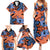 Plumeria Polynesian Pattern Family Matching Summer Maxi Dress and Hawaiian Shirt Unique Fantasy Orange Blue