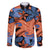Plumeria Polynesian Pattern Family Matching Tank Maxi Dress and Hawaiian Shirt Unique Fantasy Orange Blue