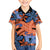 Plumeria Polynesian Pattern Family Matching Tank Maxi Dress and Hawaiian Shirt Unique Fantasy Orange Blue
