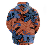 Plumeria Polynesian Pattern Hoodie Unique Fantasy Orange Blue