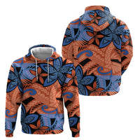 Plumeria Polynesian Pattern Hoodie Unique Fantasy Orange Blue