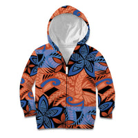 Plumeria Polynesian Pattern Kid Hoodie Unique Fantasy Orange Blue