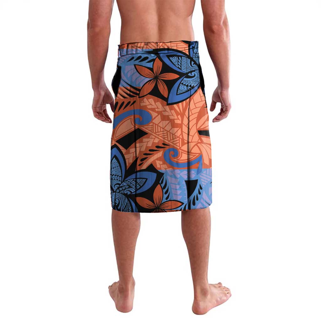 Plumeria Polynesian Pattern Lavalava Unique Fantasy Orange Blue