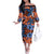 Plumeria Polynesian Pattern Off The Shoulder Long Sleeve Dress Unique Fantasy Orange Blue