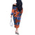 Plumeria Polynesian Pattern Off The Shoulder Long Sleeve Dress Unique Fantasy Orange Blue