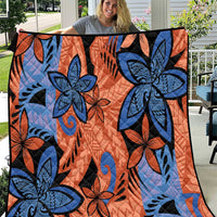 Plumeria Polynesian Pattern Quilt Unique Fantasy Orange Blue