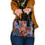 Plumeria Polynesian Pattern Shoulder Handbag Unique Fantasy Orange Blue