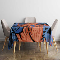 Plumeria Polynesian Pattern Tablecloth Unique Fantasy Orange Blue