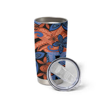 Plumeria Polynesian Pattern Tumbler Cup Unique Fantasy Orange Blue