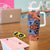 Plumeria Polynesian Pattern Tumbler With Handle Unique Fantasy Orange Blue