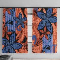 Plumeria Polynesian Pattern Window Curtain Unique Fantasy Orange Blue