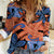 Plumeria Polynesian Pattern Women Casual Shirt Unique Fantasy Orange Blue