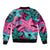 Plumeria Polynesian Pattern Bomber Jacket Unique Fantasy Pink Teal