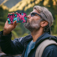 Plumeria Polynesian Pattern 4 in 1 Can Cooler Tumbler Unique Fantasy Pink Teal