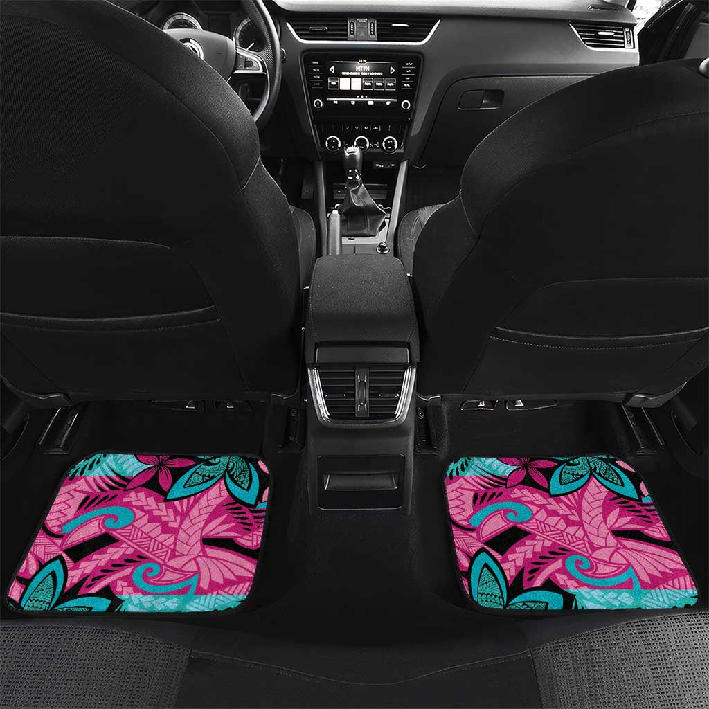 Plumeria Polynesian Pattern Car Mats Unique Fantasy Pink Teal