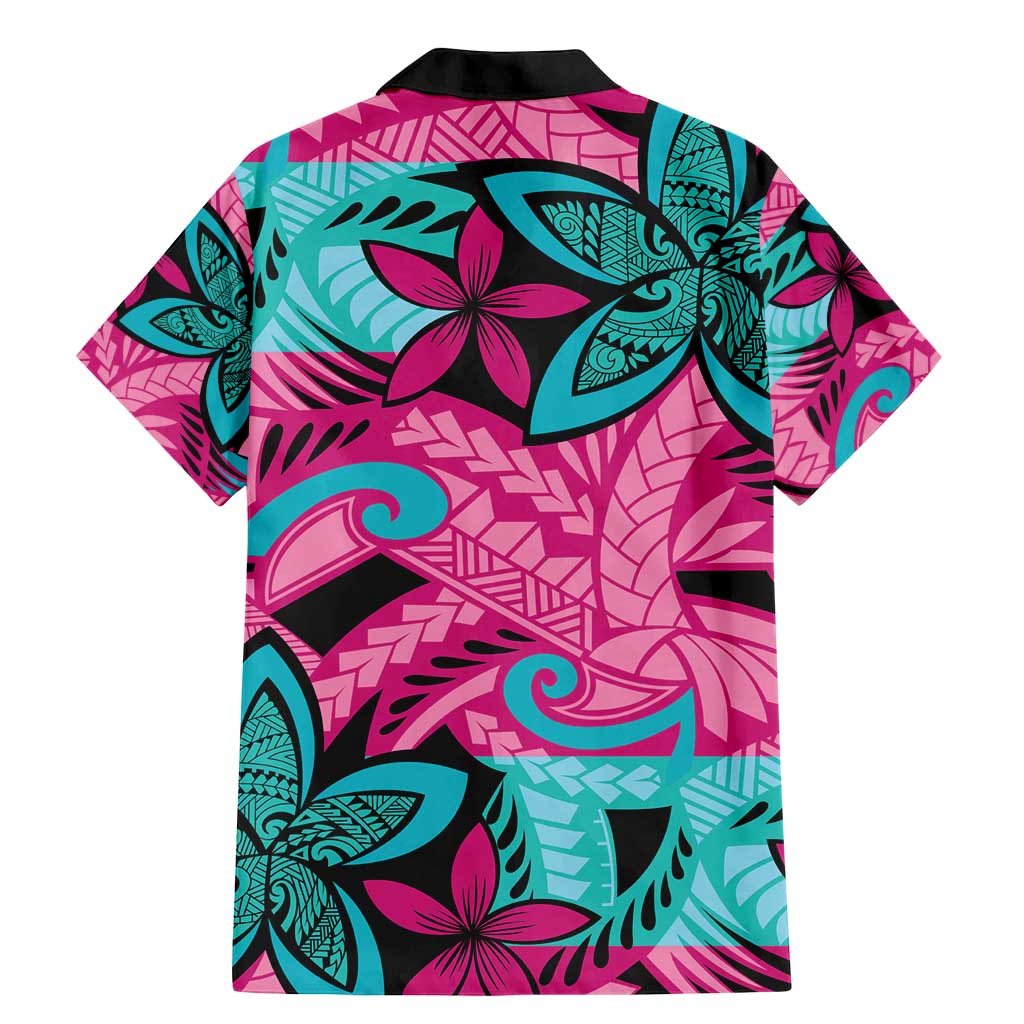 Plumeria Polynesian Pattern Family Matching Mermaid Dress and Hawaiian Shirt Unique Fantasy Pink Teal LT01 - Polynesian Pride