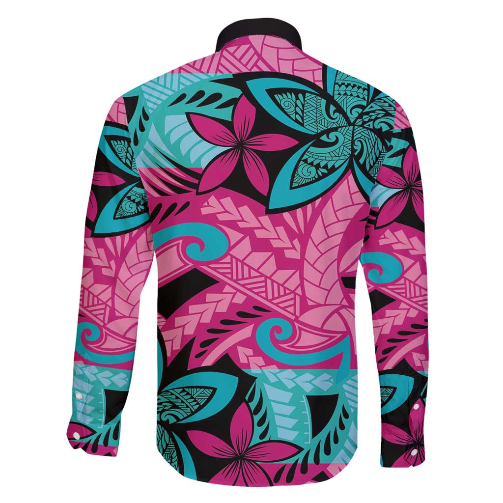 Plumeria Polynesian Pattern Family Matching Mermaid Dress and Hawaiian Shirt Unique Fantasy Pink Teal LT01 - Polynesian Pride