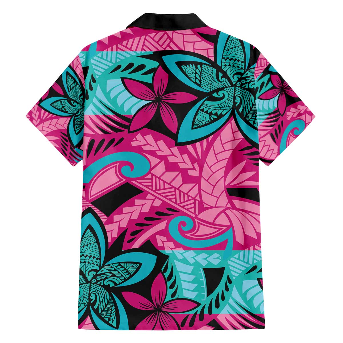 Plumeria Polynesian Pattern Family Matching Off The Shoulder Long Sleeve Dress and Hawaiian Shirt Unique Fantasy Pink Teal LT01 - Polynesian Pride