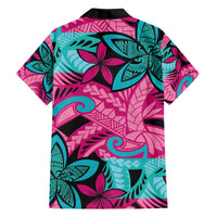 Plumeria Polynesian Pattern Family Matching Off The Shoulder Long Sleeve Dress and Hawaiian Shirt Unique Fantasy Pink Teal LT01 - Polynesian Pride