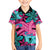 Plumeria Polynesian Pattern Family Matching Short Sleeve Bodycon Dress and Hawaiian Shirt Unique Fantasy Pink Teal