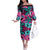 Plumeria Polynesian Pattern Off The Shoulder Long Sleeve Dress Unique Fantasy Pink Teal