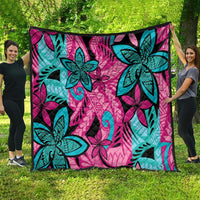 Plumeria Polynesian Pattern Quilt Unique Fantasy Pink Teal